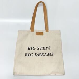 MEZCALERO BOOTS Canvas Tote Bag‎ Big Steps Big Dreams Leather Straps 15x16 in
